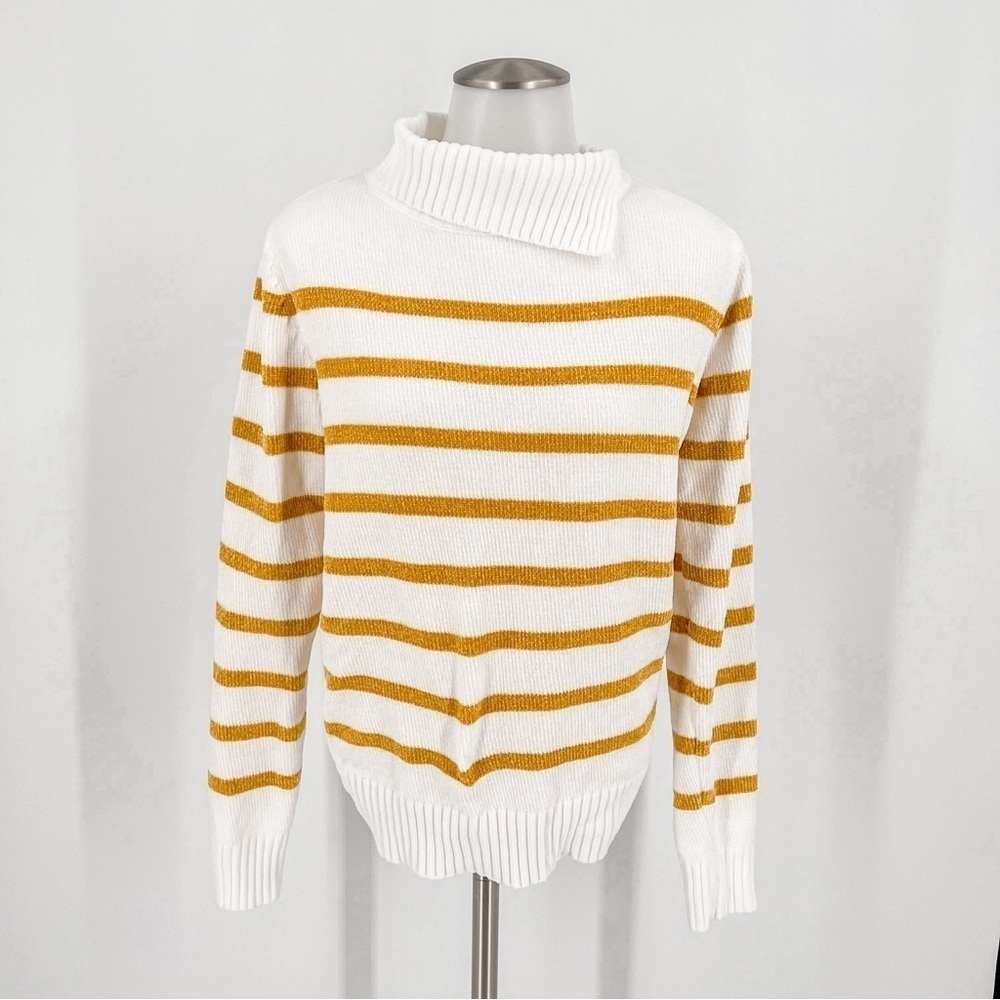 English Factory Striped Chenille Turtleneck Sweater